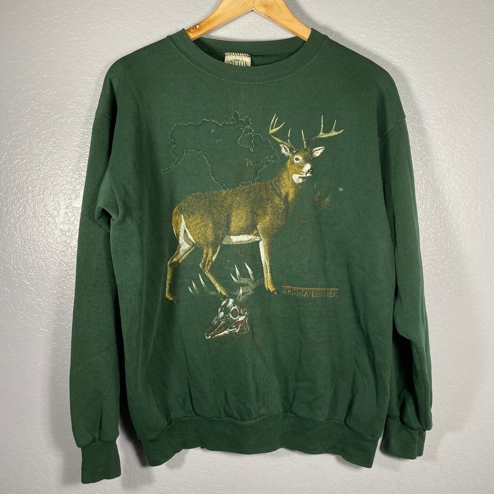 White Tailed Deer Green Sweatshirt